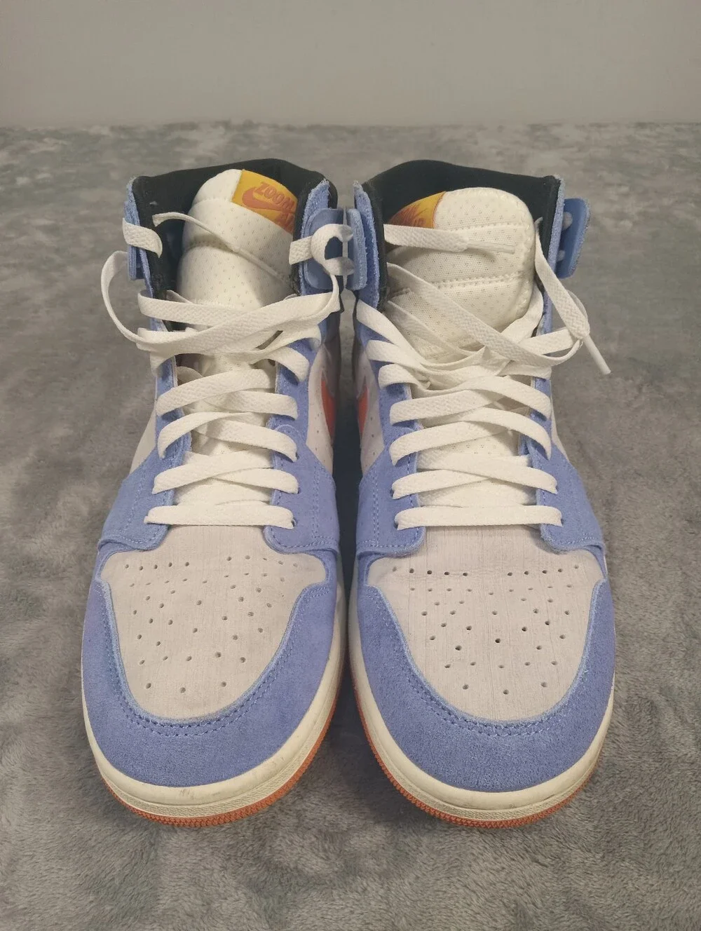 Air Jordan 1 High Top Sneakers - Blue, Orange, Cream Suede Size 11
